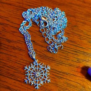 Silver Plated Snowflake Necklace 18" With Extender